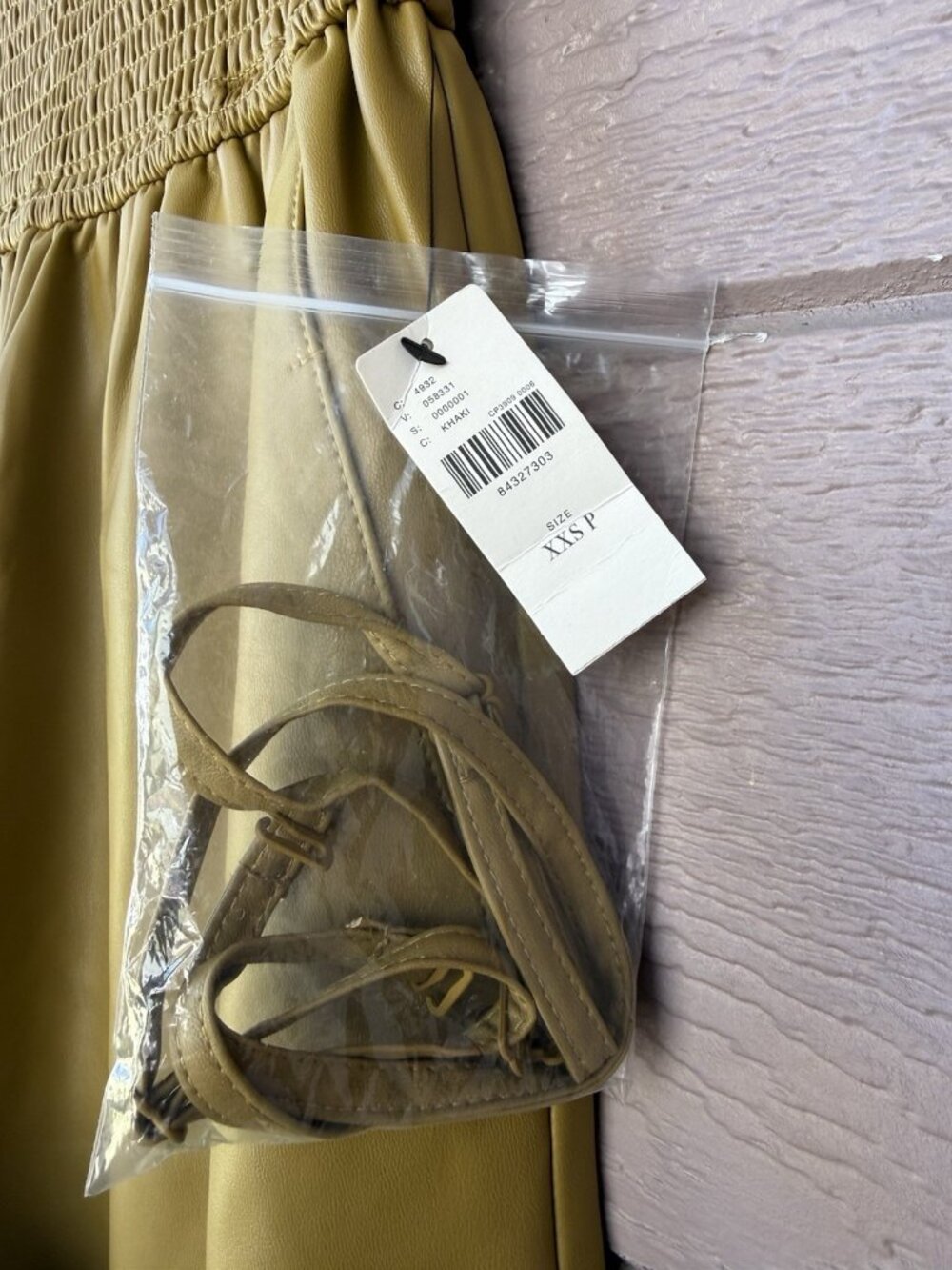 Anthropologie Maeve Faux Leather Strapless Jumpsuit XXSP Olive Green Wide LegNWT - Picture 5 of 14